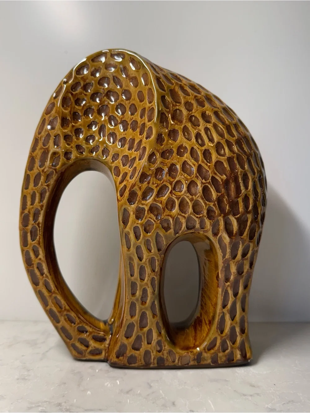 Ceramic Elephant Sculpture in Honey Brown Pier 1